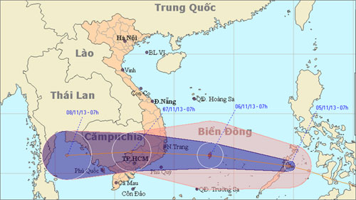 Đường đi của bão (Ảnh: Trung tâm Dự báo Khí tượng thủy văn Trung ương)